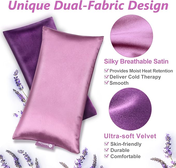 RelaxCoo Lavender Eye Pillow for Relaxation, Weighted Eye Mask Heated for - Image 2