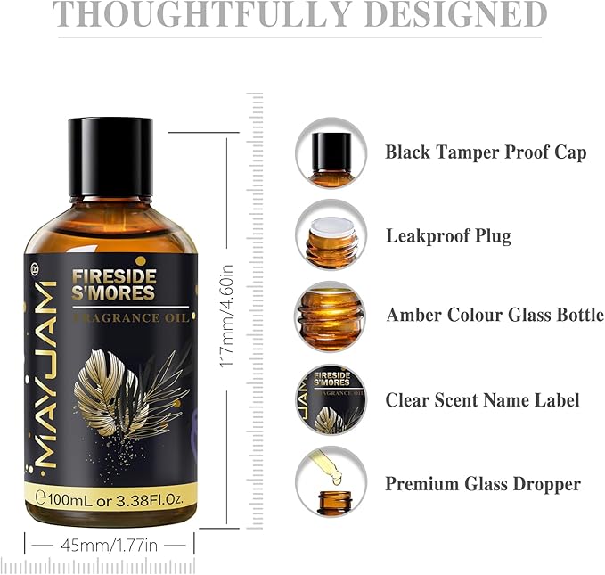 Fireside S'Mores Fragrance Oil Essential Oil, MAYJAM 3.38FL.OZ Fireside S'Mores - Image 8