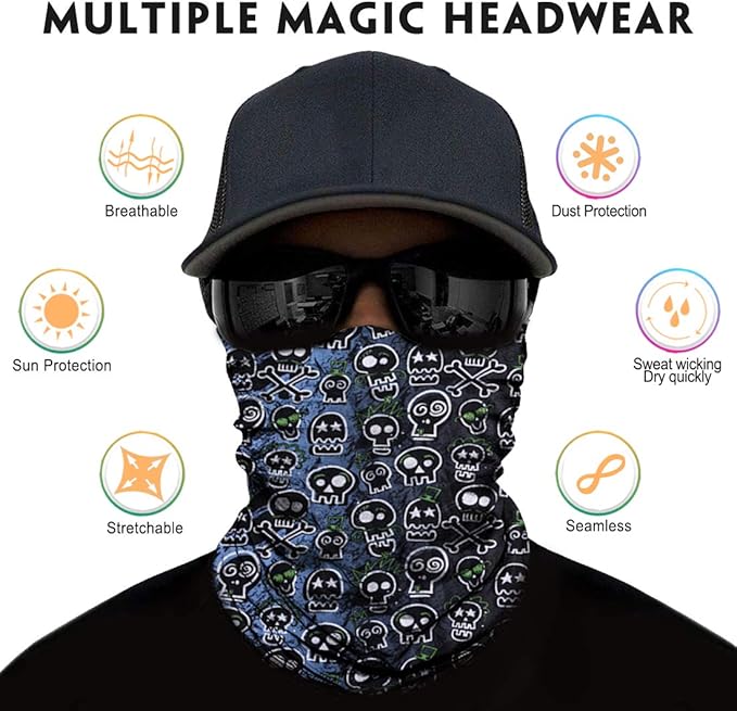 Venswell Neck Gaiter Face Mask Men Women, Seamless Bandana Rave Face Cover - Image 2