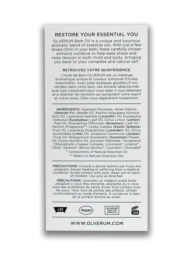 OLVERUM - Natural Bath Oil | Vegan, Cruelty-Free, Revitalizing Clean Beauty - Image 9