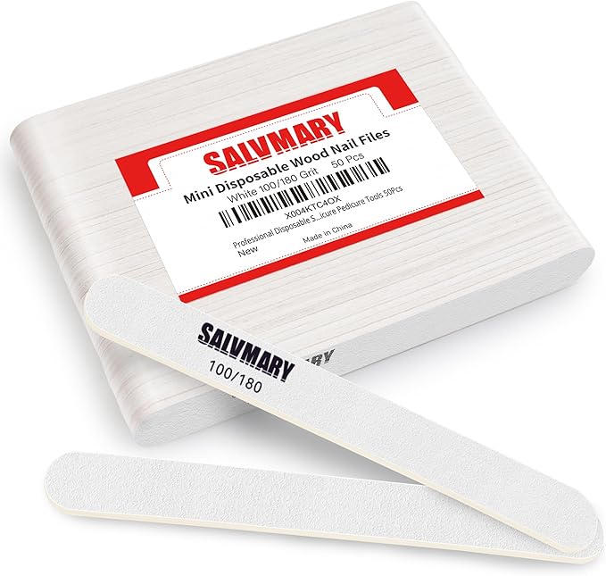 Professional Disposable Small Nail Files 100/180 Grit Double Sided White Emery by SALVMARY