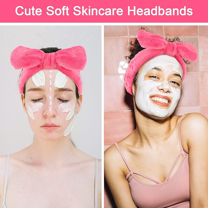Ondder Spa Headband for Washing Face, Rose Red Terry Cloth - Image 3