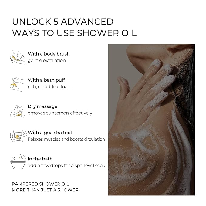 NOUGAT Pampered Shower Oil for Daily Bath Routine, Transforming Oil-to-Milk - Image 9
