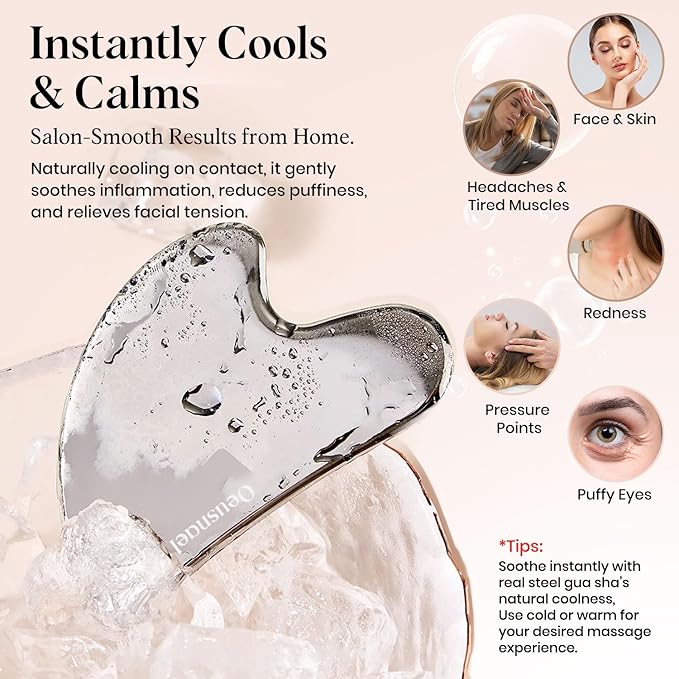 Stainless Steel Gua Sha Facial Tools, Lymphatic Drainage Massager - Image 4