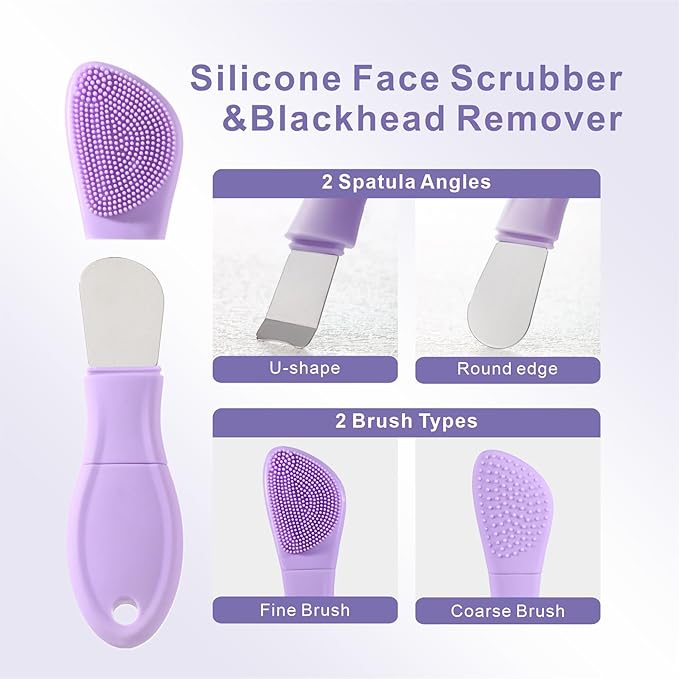 Blackhead Remover & Silicone Face Scrubber, Face Spatula, Facial Cleansing Brush - Image 2