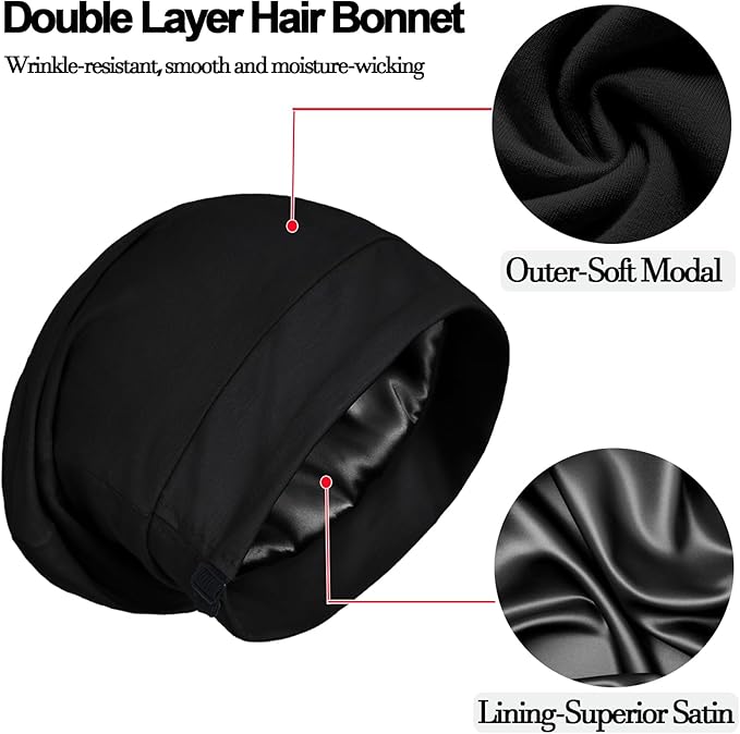 Satin Bonnet for Sleeping Night Cap, Adjustable Satin Lined Silk Bonnets Sleep - Image 7