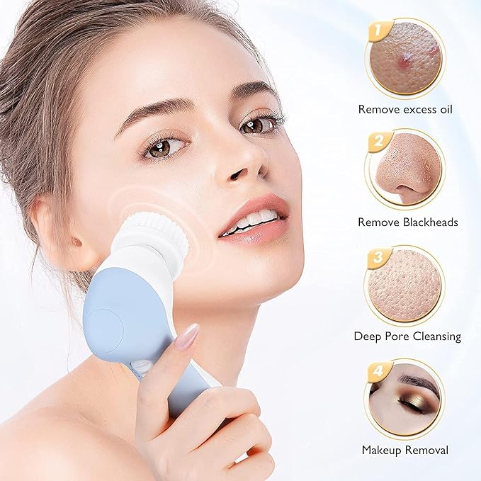 COSLUS Facial Cleansing Brush Silicone Face Scrubber: 2 in1 FBS-D Electric - Image 3