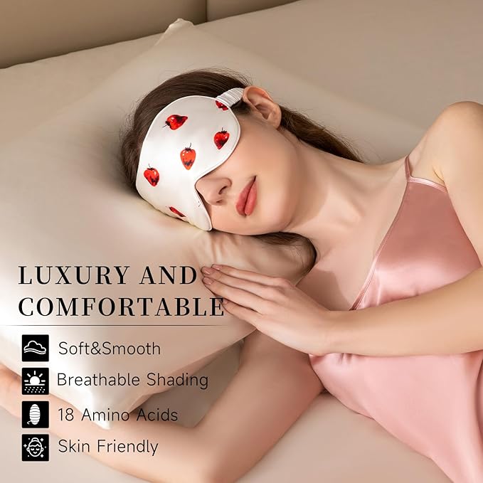 THXSILK Sleep Mask 100% 19 Momme Pure Mulberry Silk Super Smooth Cooling - Image 4