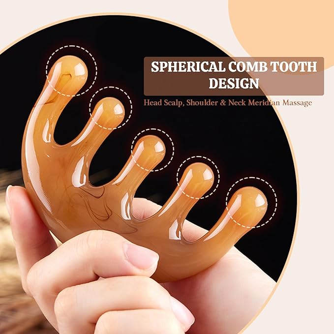 GSHOW Head Massage Comb Scalp Massager Resin Gua Sha Meridian Massage Tool - Image 5
