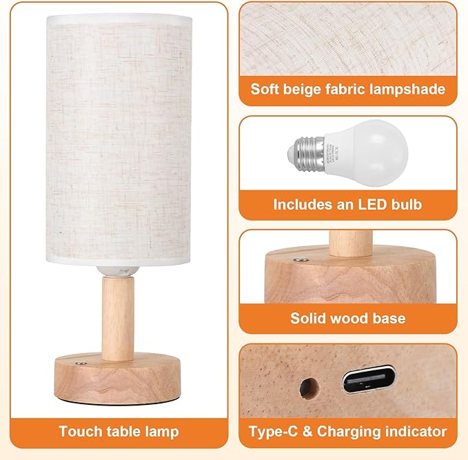 Rechargeable Cordless Table Lamp, Touch Control&Stepless Dimming, Wireless - Image 8