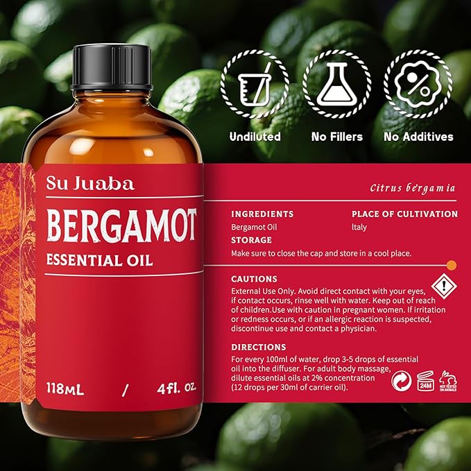 SU JUABA Bergamot Essential Oil 4 Fl Oz, 100% Pure Natural - Image 6