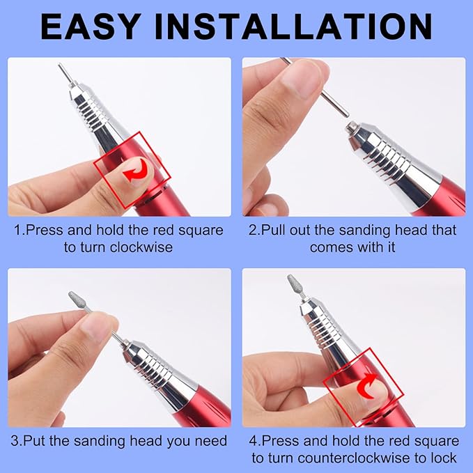 Diamond Tapered Cuticle Nail Drill Bits, Pro Electric Nail Bit - Image 3