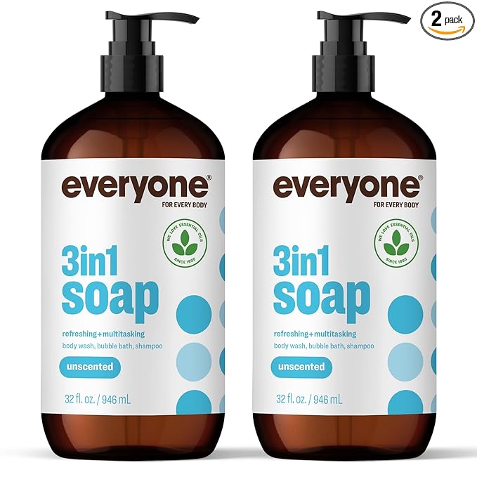 Everyone 3-in-1 Soap, Body Wash, Bubble Bath, 32 Ounce, made by Everyone