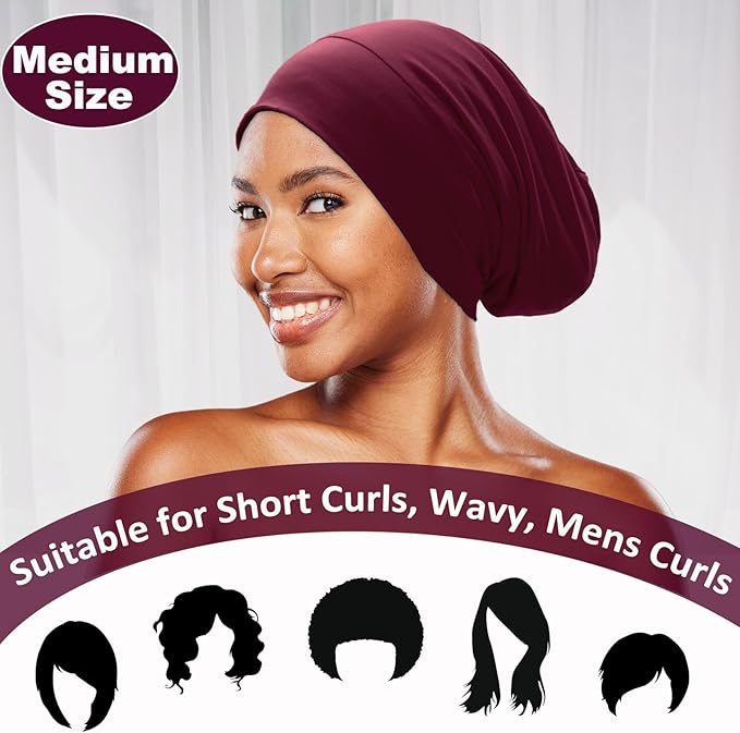 Sleep Cap Bonnet for Sleeping Black Women, Adjustable Cooling Ice Silk Lined - Image 2