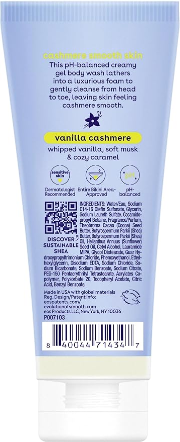 eos Travel Vanilla Cashmere Body Wash- Travel Size Body Wash, Moisturizing - Image 9