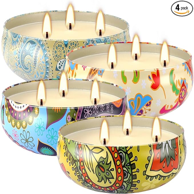 Set of 4 Triple Wick Citronella Candles Perfect by CAKETYCG