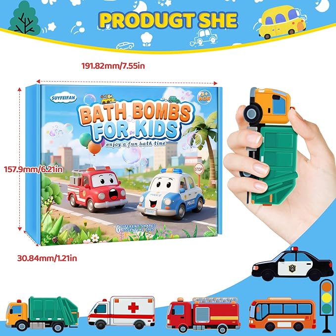 Bath Bombs for Kids, Perfect Mothers Day Gifts for Kids Girls, Handcrafted Car - Image 8