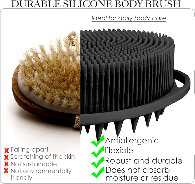 RamPula Silicone Body Scrubber, Silicone Loofah, Quick-Dry Exfoliating Body - Image 2