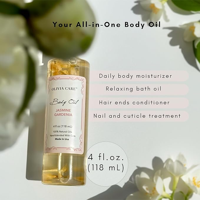 Olivia Care Jasmine Gardenia Body Oil Vegan & Natural Oil - Image 5