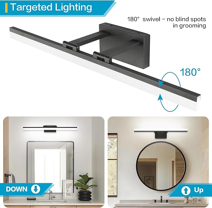 SOLFART Black Vanity Light Modern 31.5 inch Dimmable LED Light - Image 3