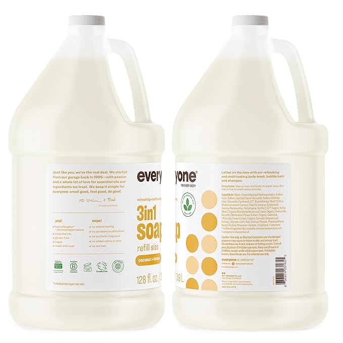 Everyone 3-in-1 Soap, Body Wash, Bubble Bath, 1 Gallon, Coconut and Lemon - Image 2