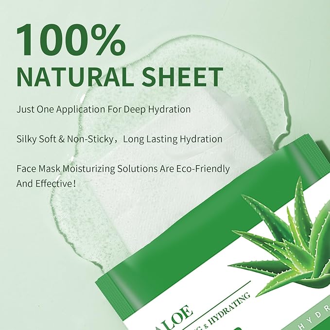 Aloe Vera Soothing Mask Hydrating Face Masks Skincare Moisturizing Facial Sheet - Image 4