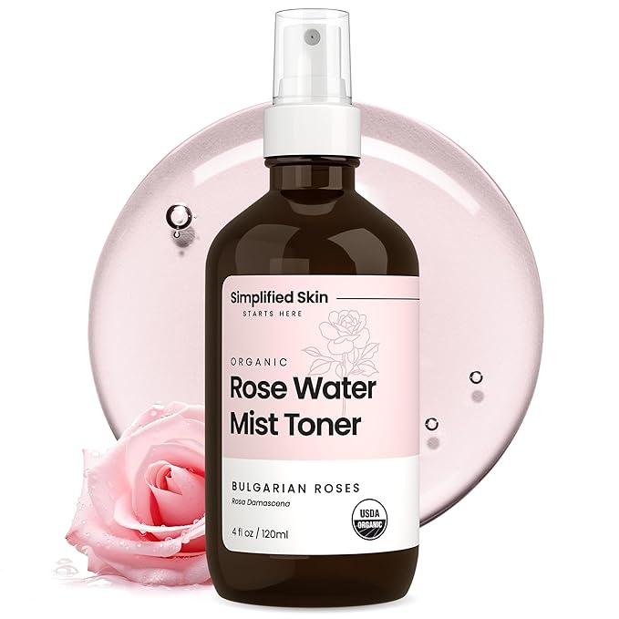Rose Water Spray for Face & Hair – Pure USDA Organic Rosewater Toner – by SimplifiedSkin