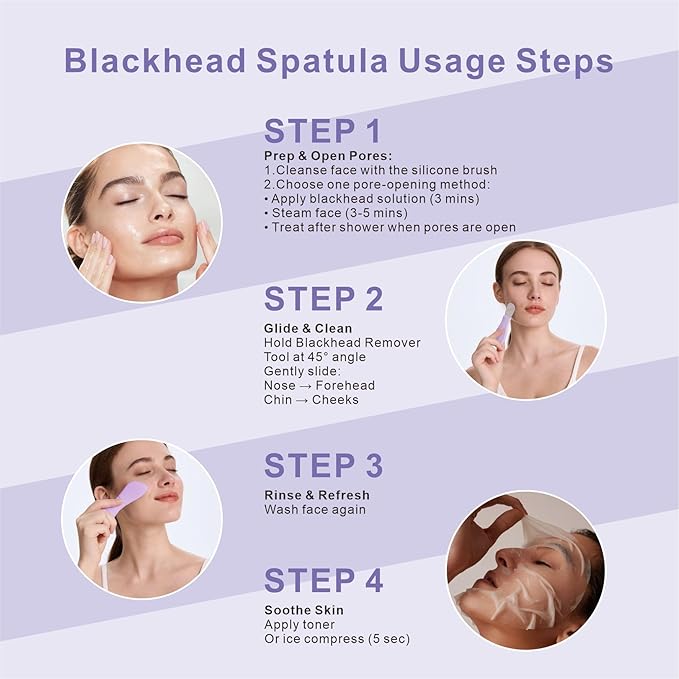 Blackhead Remover & Silicone Face Scrubber, Face Spatula, Facial Cleansing Brush - Image 6