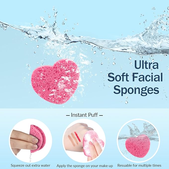 50-Count Facial Sponges Compressed, 100% Natural Cellulose Face Sponge - Image 5