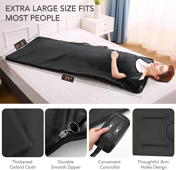 Infrared Sauna Blanket for Home Use, Portable Far Infrared Home Sauna for Detox - Image 4