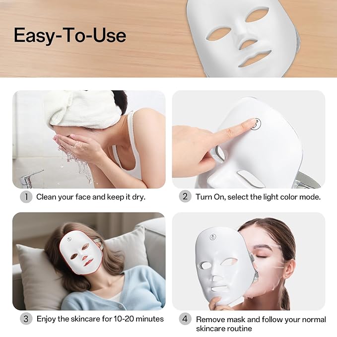 SUERBEATY Red Light Mask For Face, 7-1 Colors Red Light Face Mask, Facial - Image 7