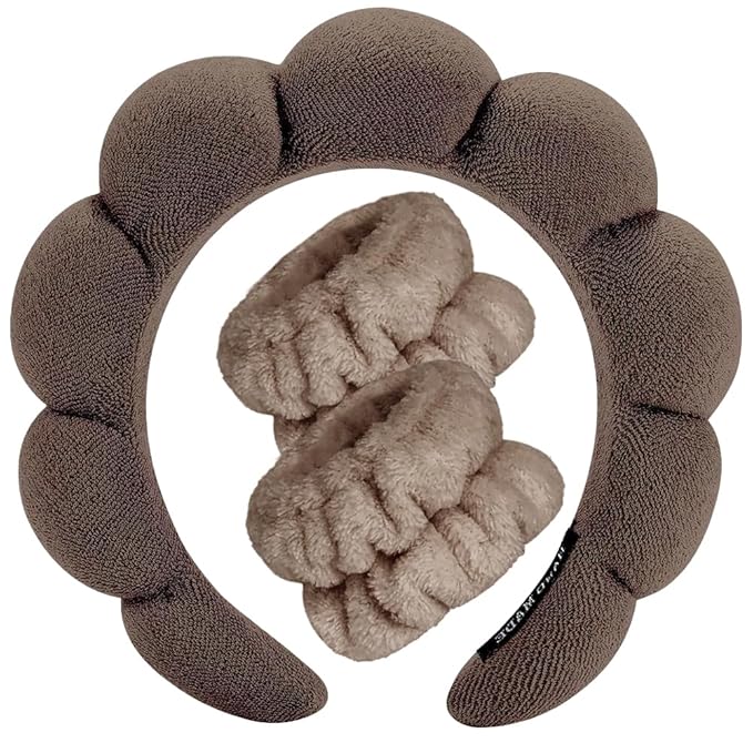 Spa Headbands for Washing Face Wristband Set Sponge Makeup Skincare Headband by Tetizo