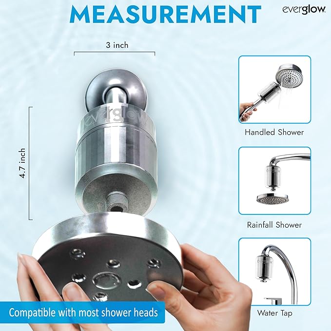 EVERGLOW High-Output Shower Filter, 100% Removes Chlorine, Moisturizes Dry - Image 5