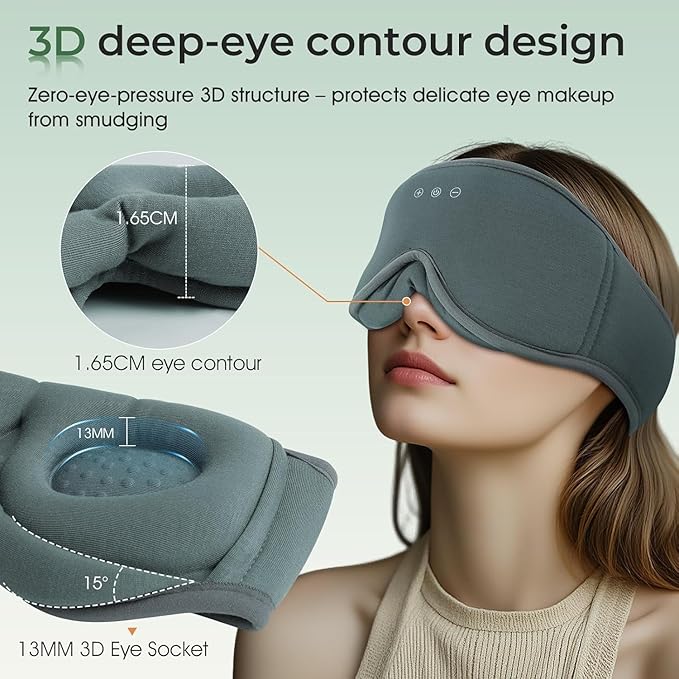Sleep Mask with Headphones Bluetooth 5.4, LC-dolida Wireless Music Eye Mask - Image 6