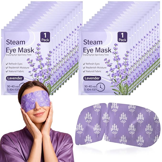 50 Pcs Steam Eye Masks for Dry Eyes Lavender Self Heated Steam Warm Eye Mask by Croloose