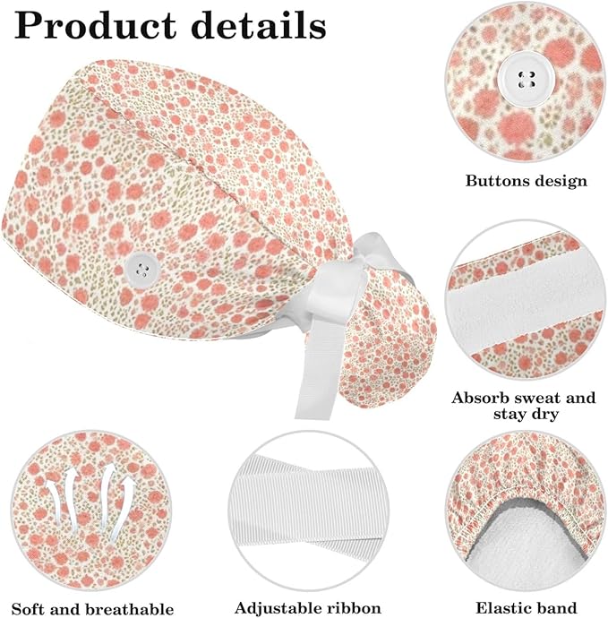 Scrub Caps Women Nursing Hats Floral Flowers - Image 4