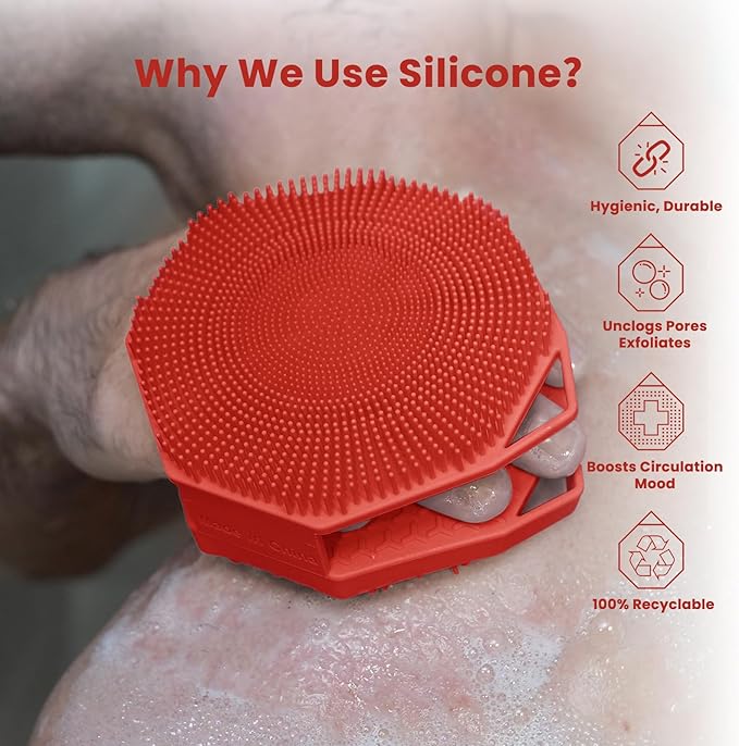 iTokGoK® Silver-Infused 2-in-1 Silicone Body Scrubber, Double-Sided Design Body - Image 3