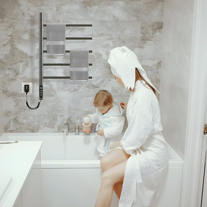 Rotatable Heated Towel Warmer, Plug-in/Hard-Wired Wall Mounted Electric Towel - Image 7