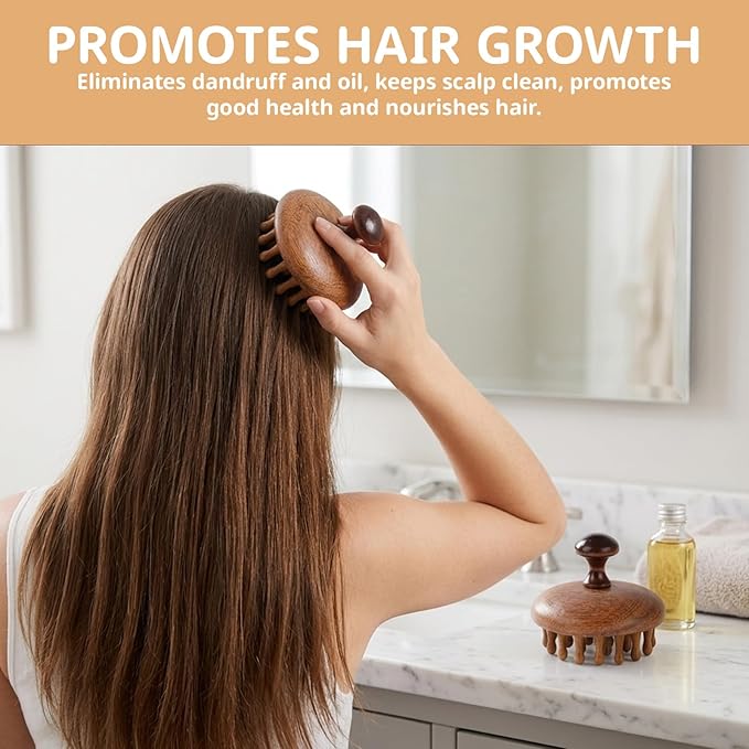 2 Pack Bamboo Brush for Hair Growth, Wooden Scalp Massager for Daily Stress - Image 4