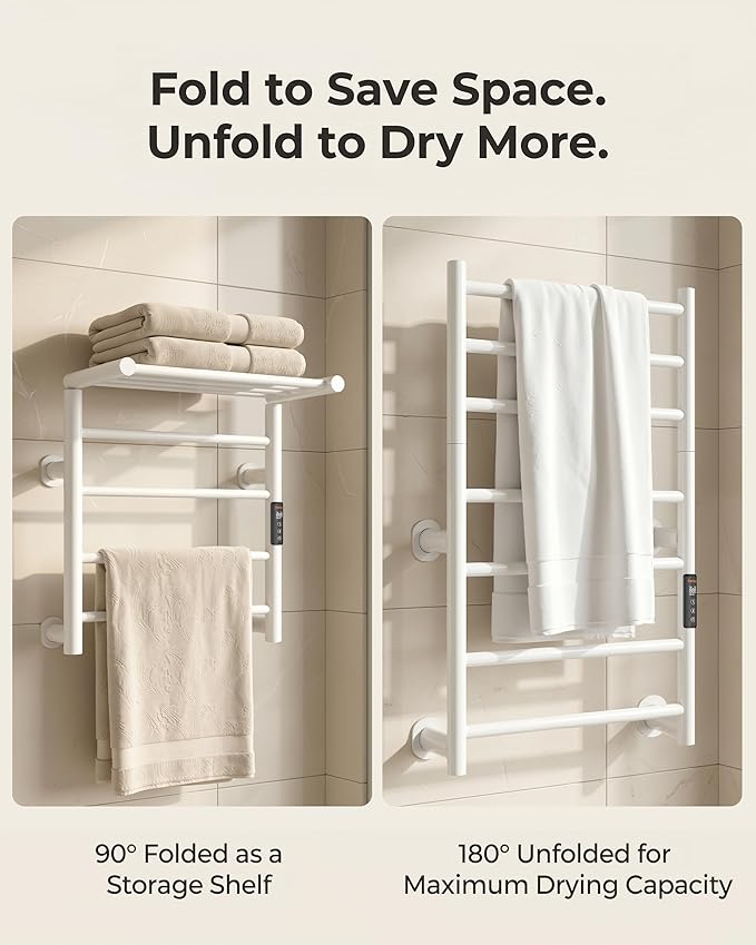 Foldable Heated Towel Rack, Dual-Zone Electric Towel Warmer Rack - Image 3