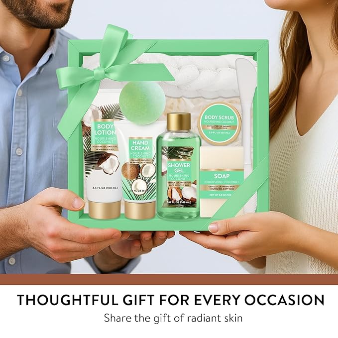 Spa Gift for Women, 8 Piece Luxury Coconut Bath Set - Image 6