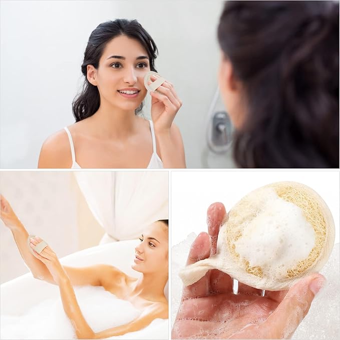 Exfoliating Loofah Sponge Pads Face loofa Brush 6 Pack 3.15 inches Made of 100% - Image 6