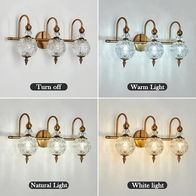 Piepooye Vintage Bathroom Lights Fixtures Gold Vanity Light - Image 8