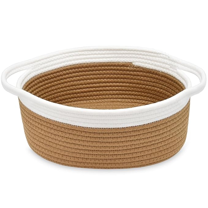 ABenkle Small Basket with Handles, Boho Decorative Rope Woven Dog Cat Toy by ABenkle