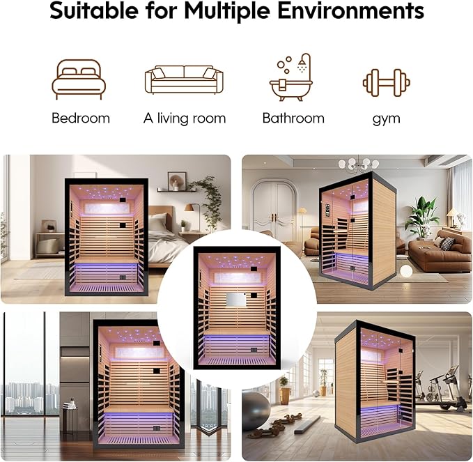 OUTEXER Sauna for 2 Person Far Infrared Saunas 2100W 120V Room Home Canadian - Image 6