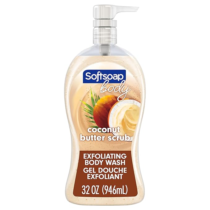 Softsoap Body Wash Pump, Coconut Butter Scrub, Exfoliating Body Wash, 32 Ounce by Home
