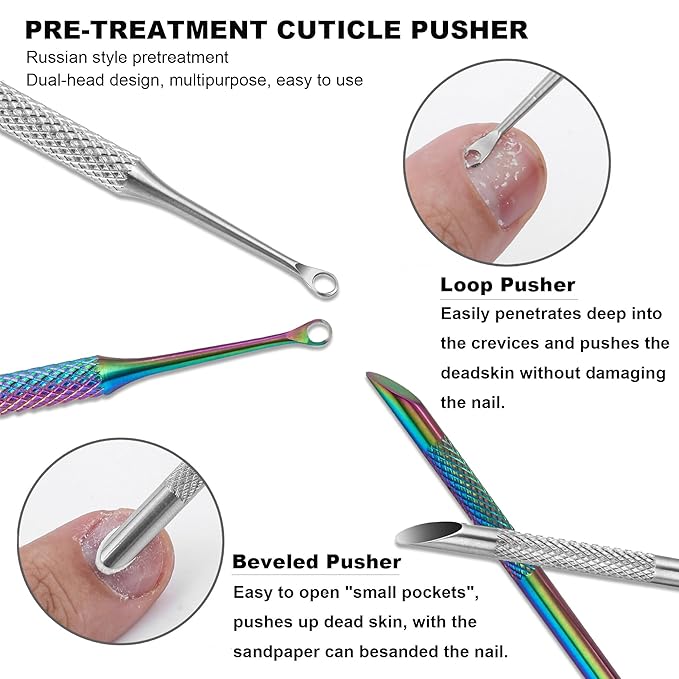 Pre-treatment Cuticle Pusher, Russian Prep Nail Pushers, Dual Ended Cuticle - Image 2