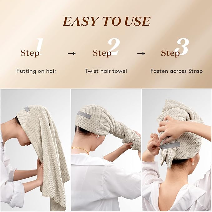 YFONG Large Hair Towel Wrap for Women, Super Absorbent Microfiber Hair Towel - Image 7