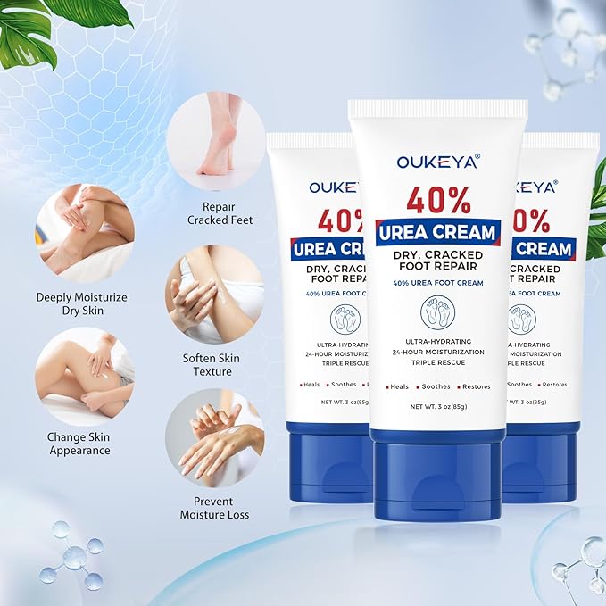 OUKEYA Urea Cream 40 Percent Tube 3 Oz, Urea Foot & Hand Cream - Image 7