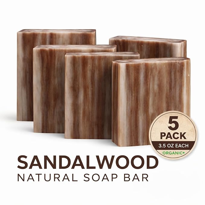 SSA Sandalwood Scented Natural Bar Soap 5 Pack, Australian Triple Milled - Image 2